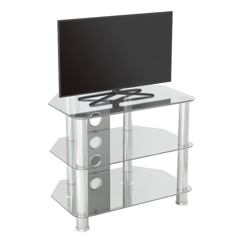 32" TV Stand with Cable Management - Silver/Clear
