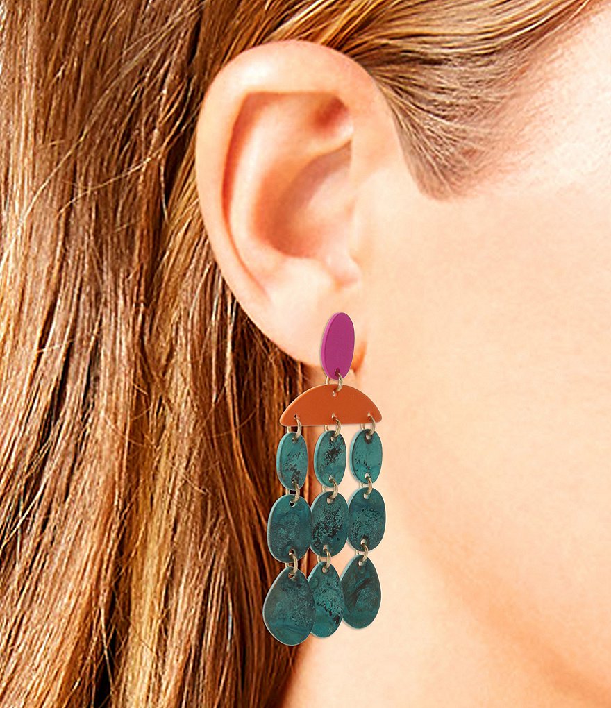 Robert Lee Morris Soho Patina Disc Chandelier Earrings