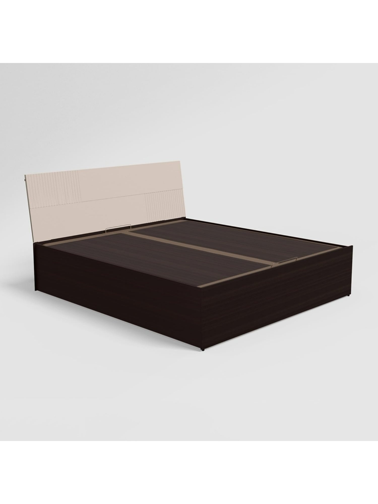 Godrej Interio Flutes Wee Cream Engineered Wood Queen Size Bed with Hydraulic Storage