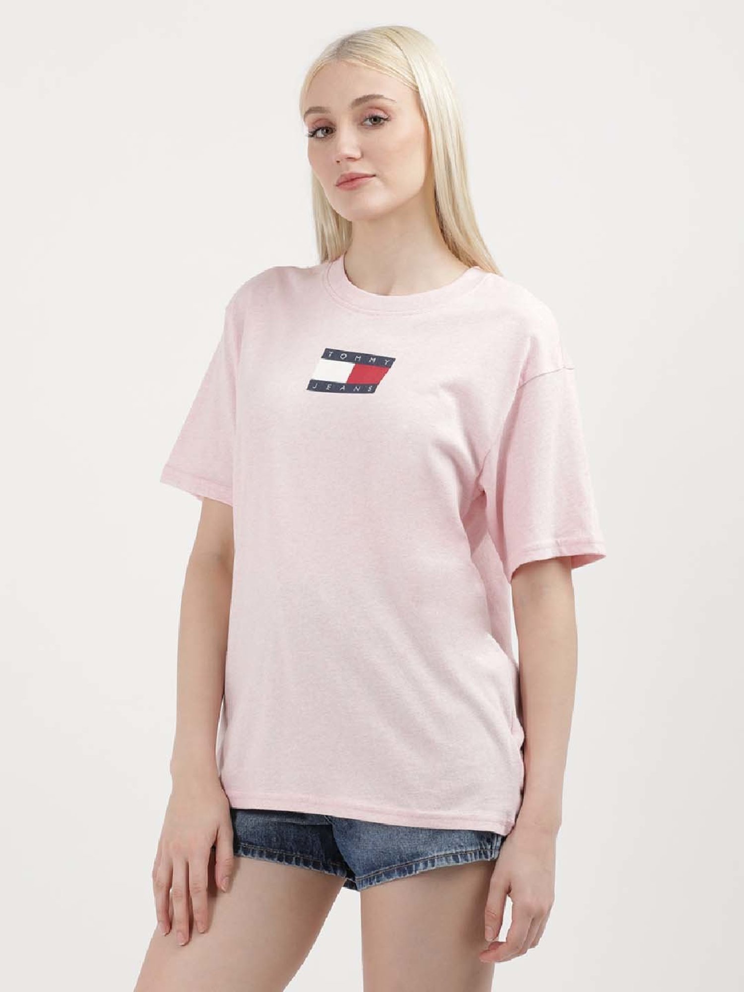 TOMMY HILFIGER Pink Cotton Logo Print T-Shirt