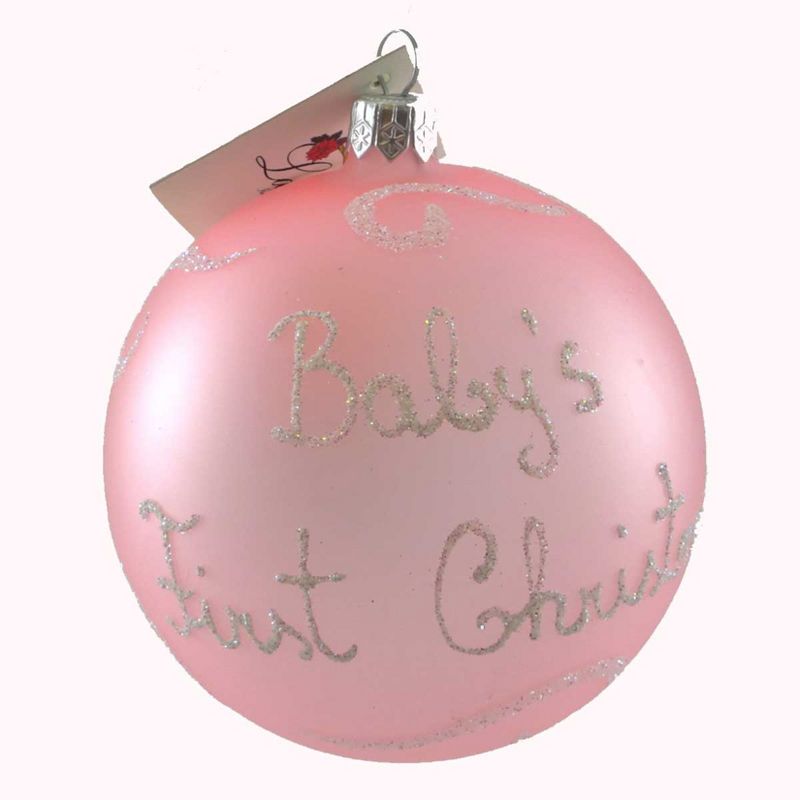 Laved Italian Ornaments Baby Girl Angel Pink Ball Christmas Santa Present  -  Tree Ornaments