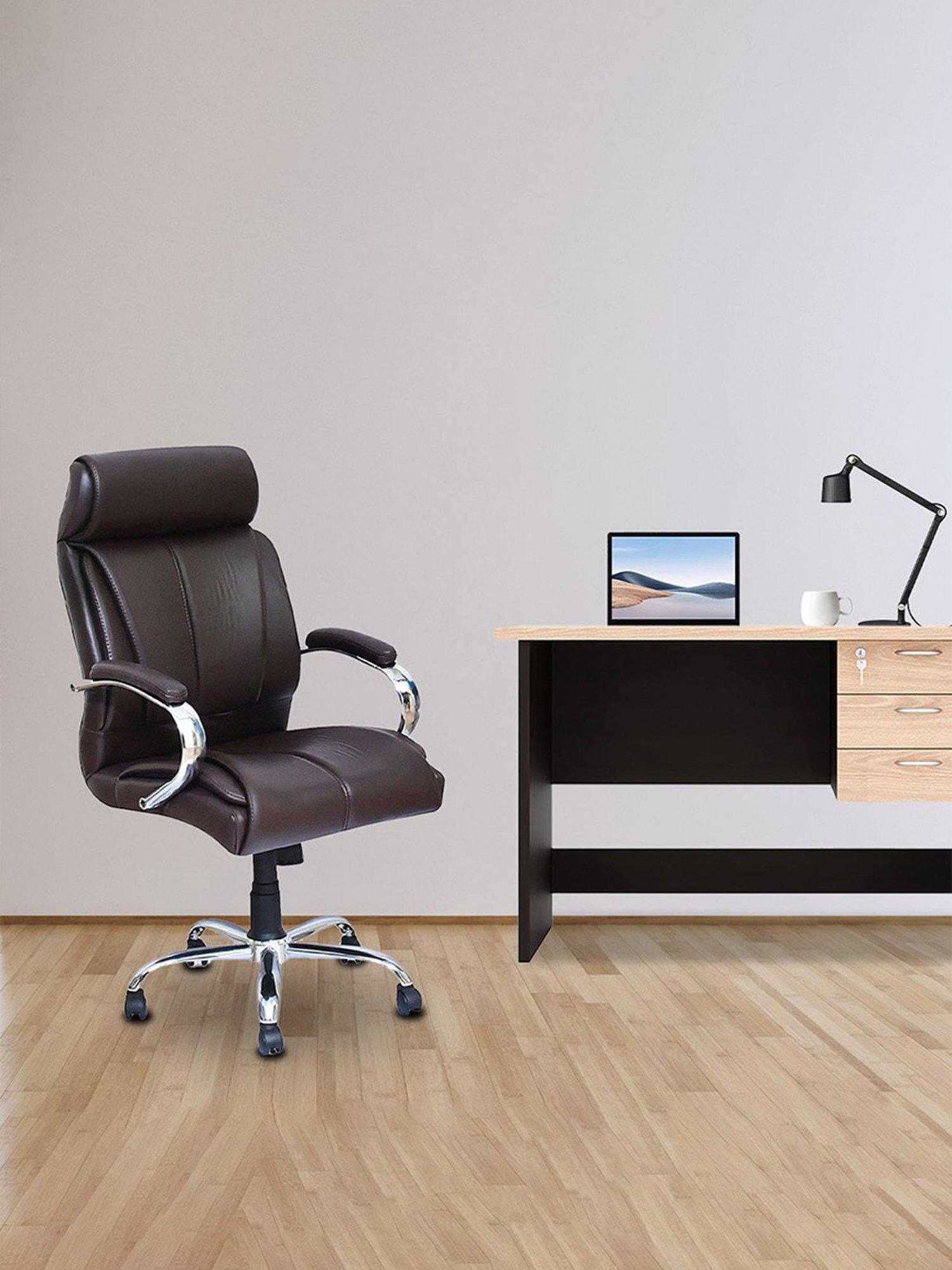 Nilkamal Belgrade Brown Nylon Belgrade Leatherette Ergonomic High Back Office Chair