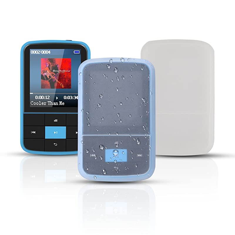 Clip MP3 Player  16GB Bluetooth MP3 Player with Sweatproof Silicone Case and Sport Armband Support FM Radio FM Recording Bookmark Expandable up to 128GB