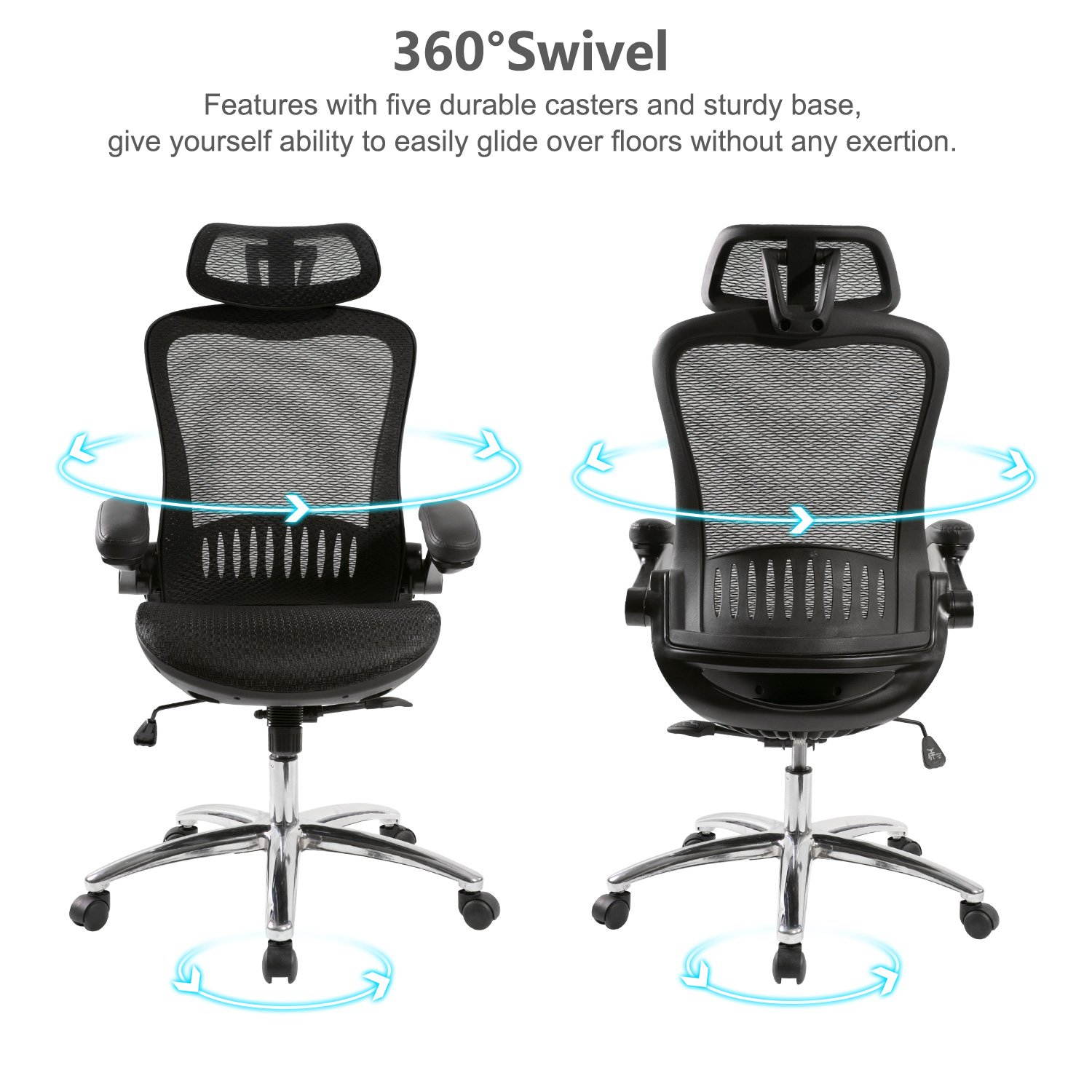 Office Chair &mdash;&mdash;Ergonomic Mesh Adjustable Home Desk Office Chair Modern Design Reclining Chair(Black)