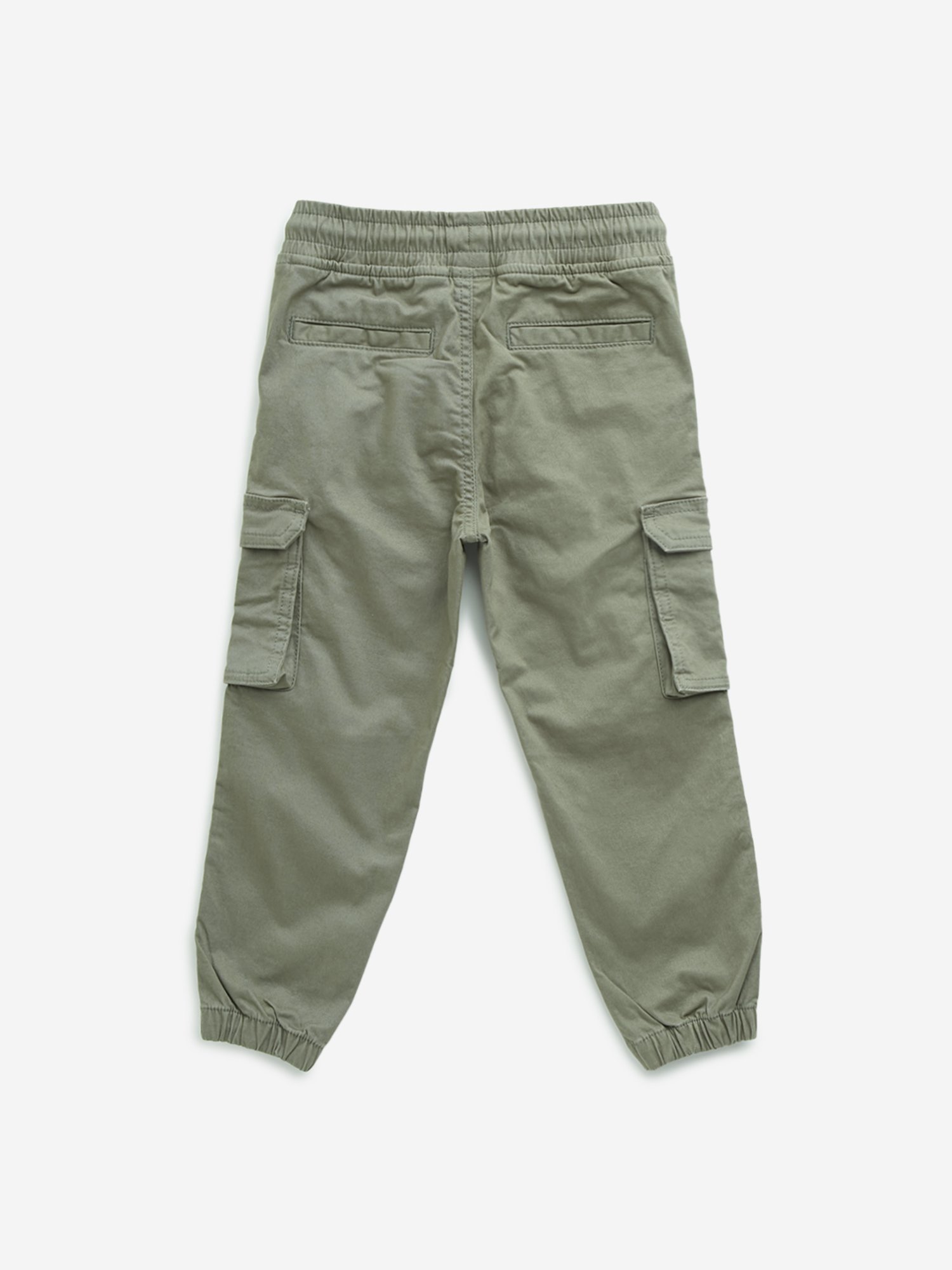 HOP Kids by Westside Taupe Solid Mid-Rise Cotton Blend Joggers