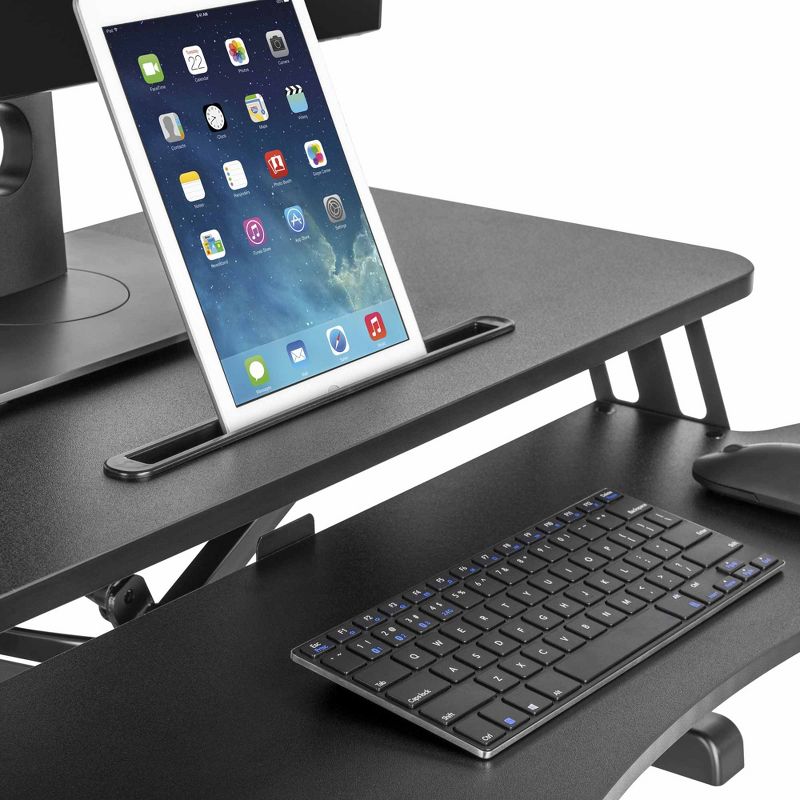 FlexPro Hero Standing Desk Converter - 32" Sit to Stand Desk with Keyboard Tray - Stand Steady