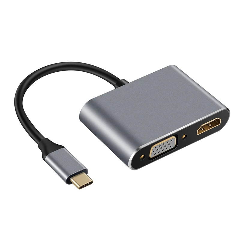 2 in 1 Type C to VGA HDMI-Compatible Cable USB C HDMI-Compatible VGA Converter/Adapter/Splitter For laptop Projector TV