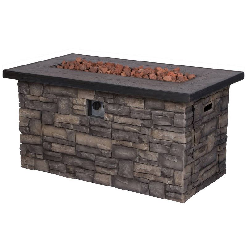 48" Sevilla Outdoor Propane Gas Fire Pit with Lava Rocks - Shine Company Inc.