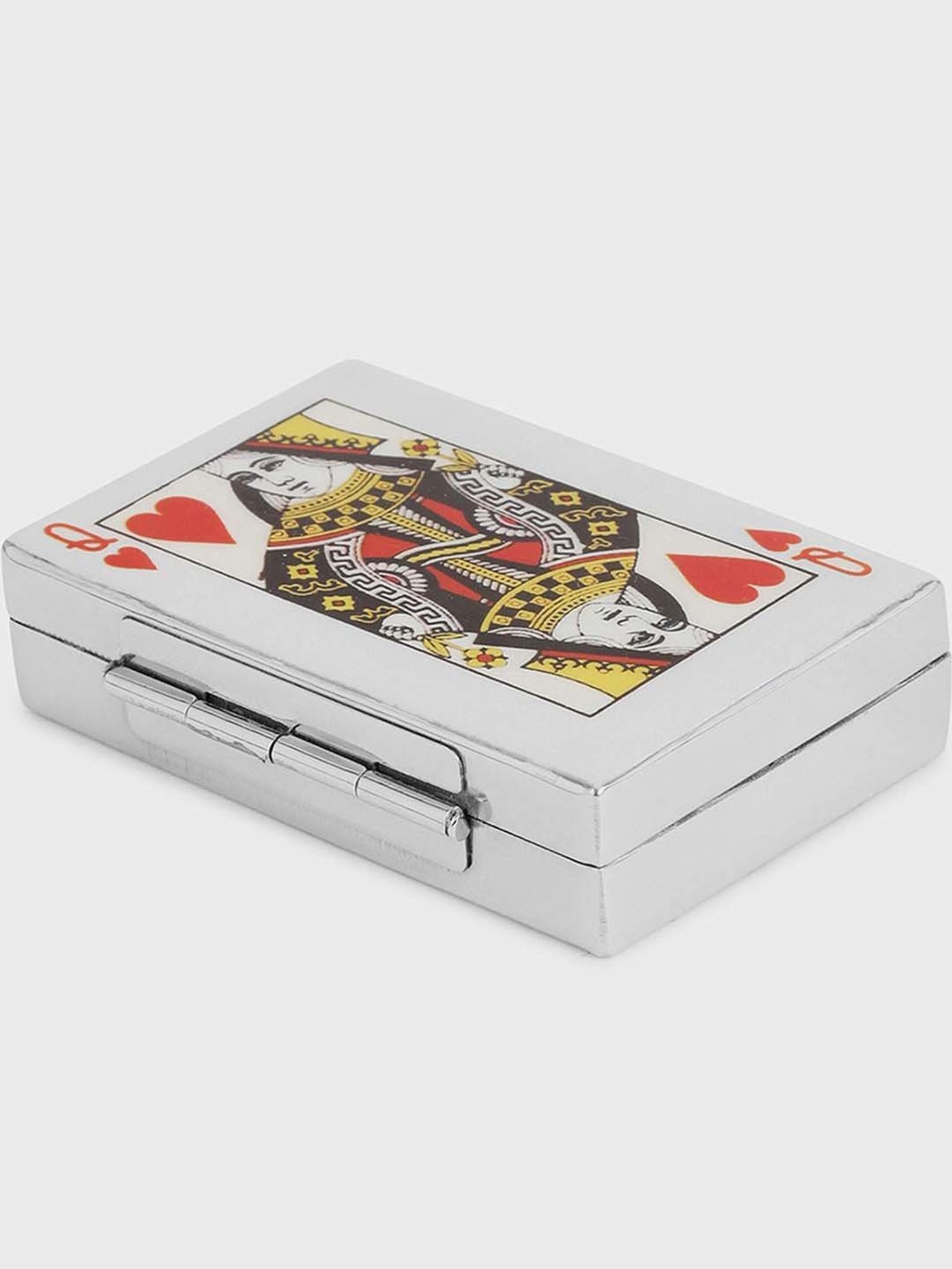 Fabindia Home Vivaram Multicolor Metal Box With Playing Queen Cards - Set of 53