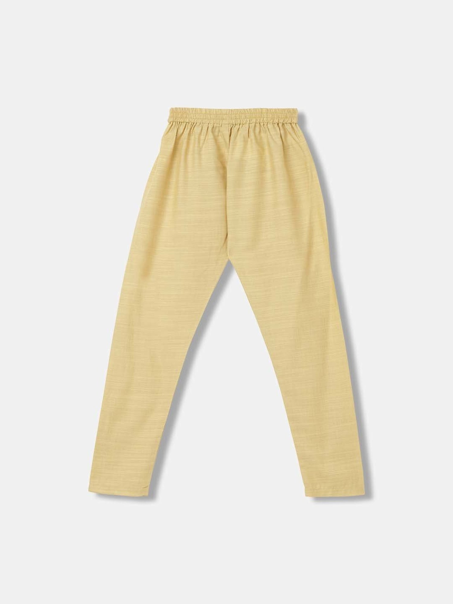 Blue Giraffe Kids Yellow Striped Full Sleeves Kurta Set