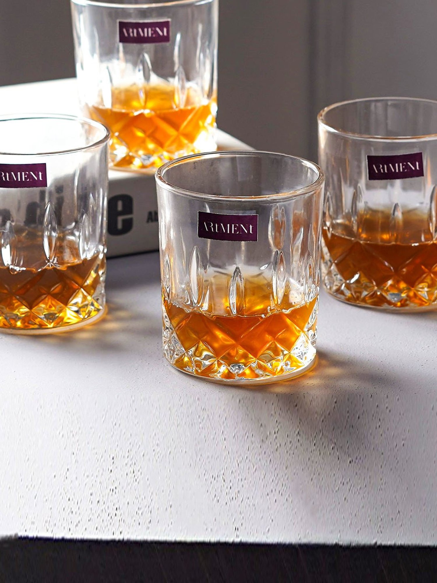 The Artment Transparent Glass Solid Whiskey Glasses - Pack of 4