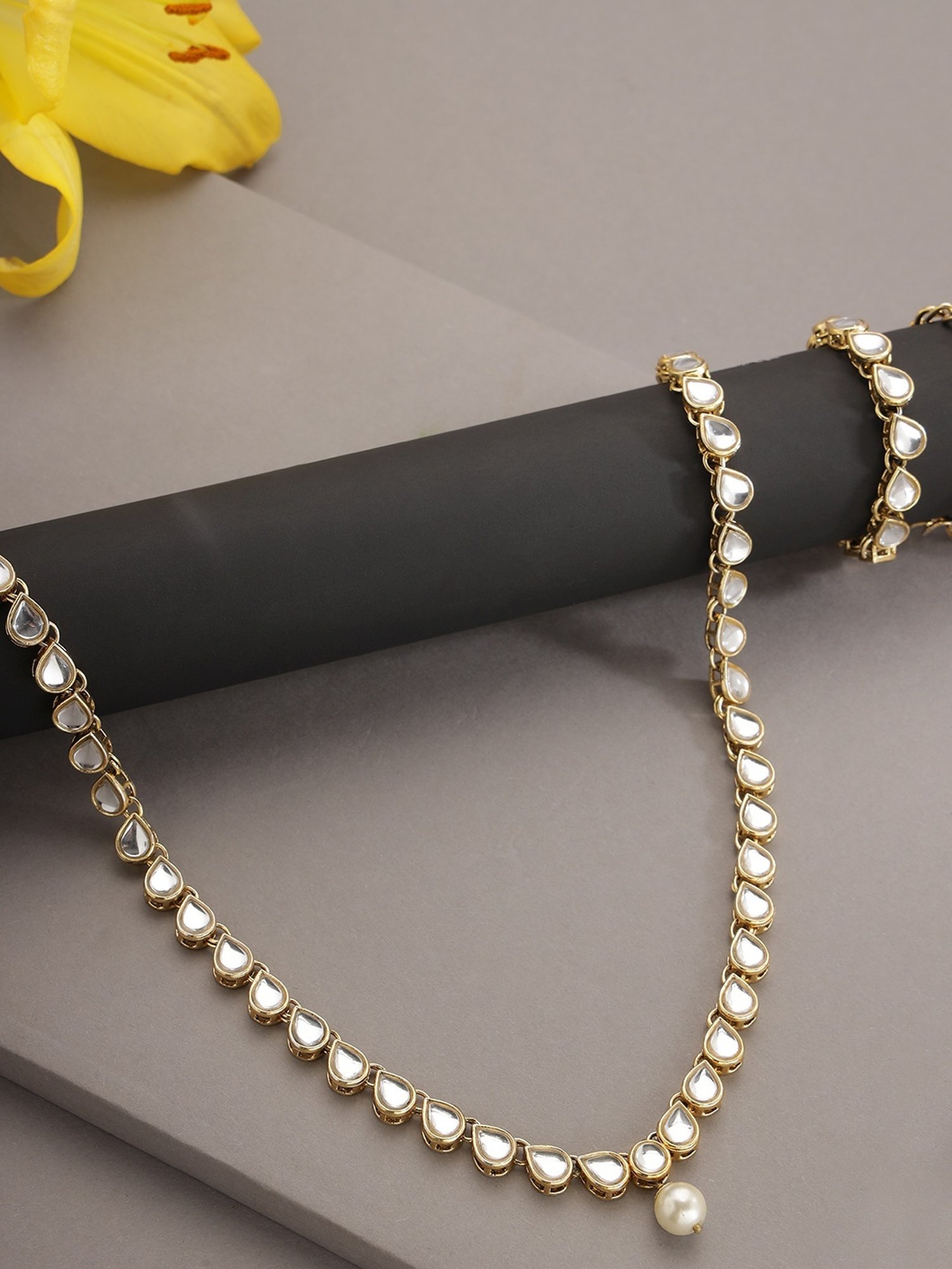 Aatmana Gold-Plated White Kundan-Studded Waistband for Girls & Women