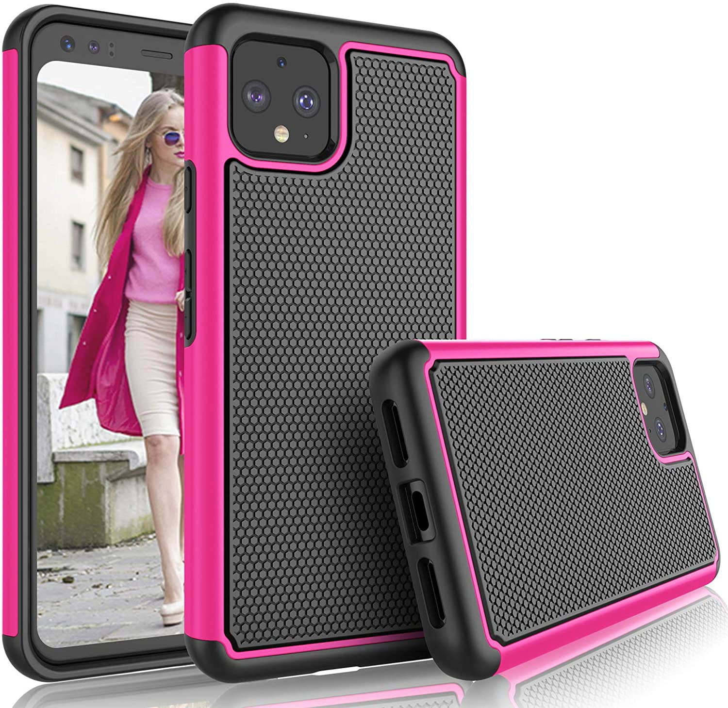 Google Pixel 4 XL Case, 2019 Google Pixel 4XL Cute Case, Tekcoo [Tmajor] Shock Absorbing [Green] Rubber Silicone & Plastic Scratch Resistant Bumper Grip Sturdy Hard Phone Cases Cover