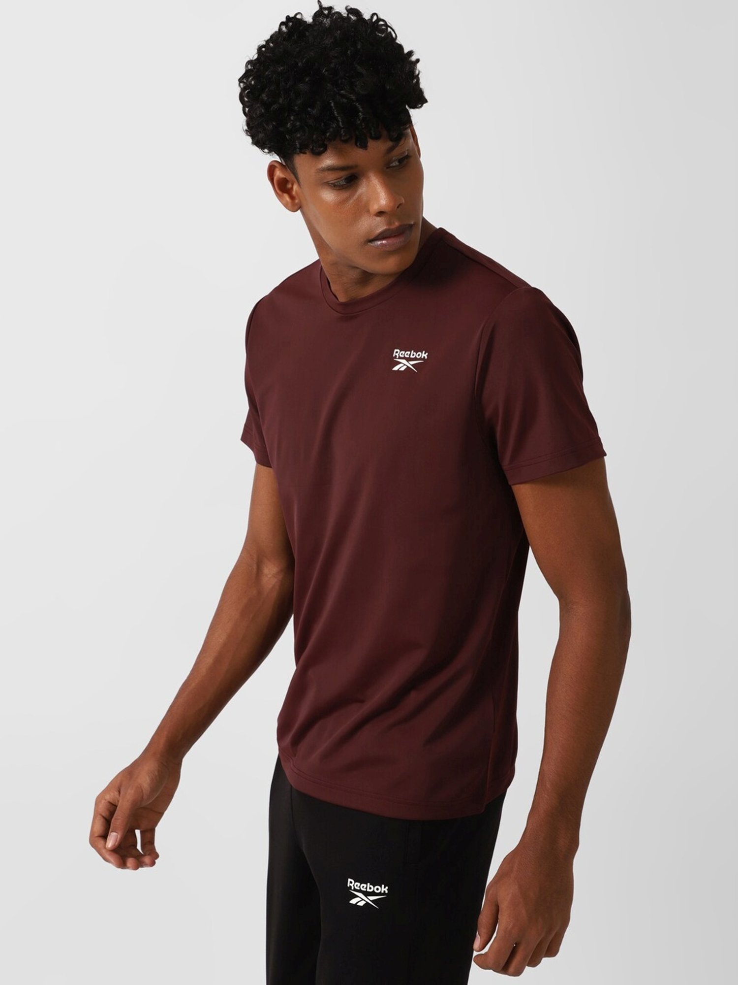 Reebok Maroon Slim Fit Sports T-Shirt