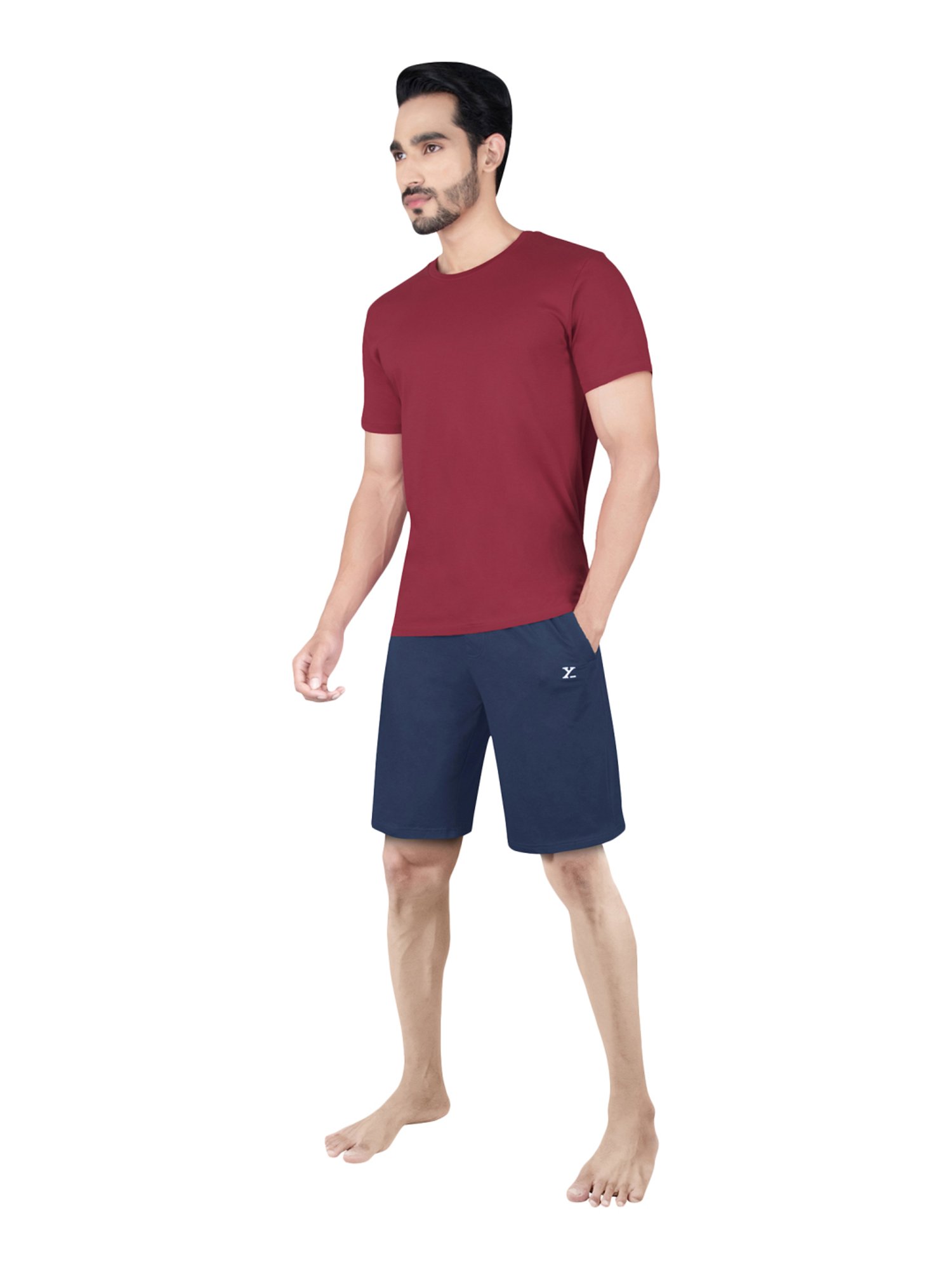 XYXX Blue Cotton Regular Fit Shorts