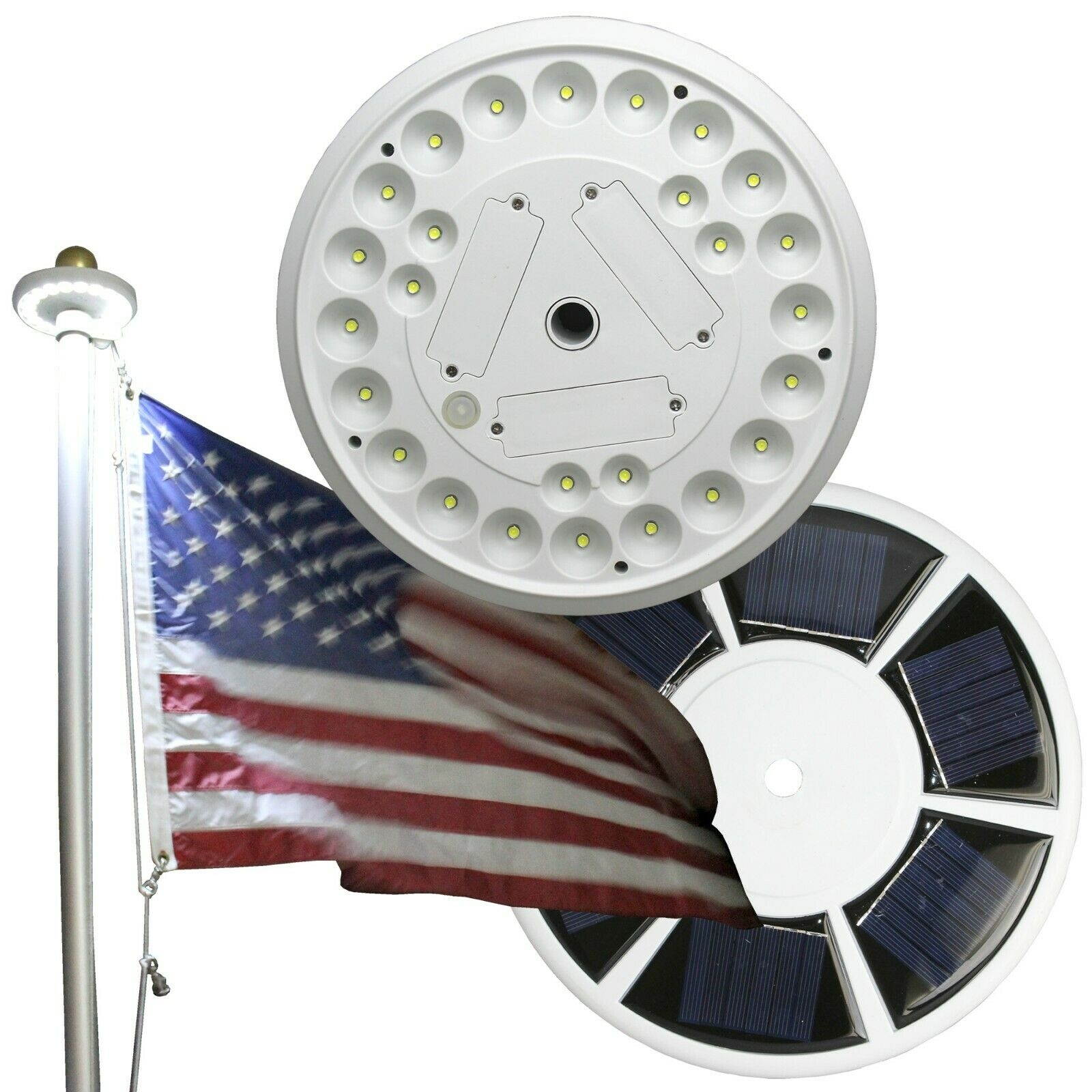 SHIPS FROM US Solar Flagpole Light 26LEDs Top Mount +Camping Garden Dusk to Dawn