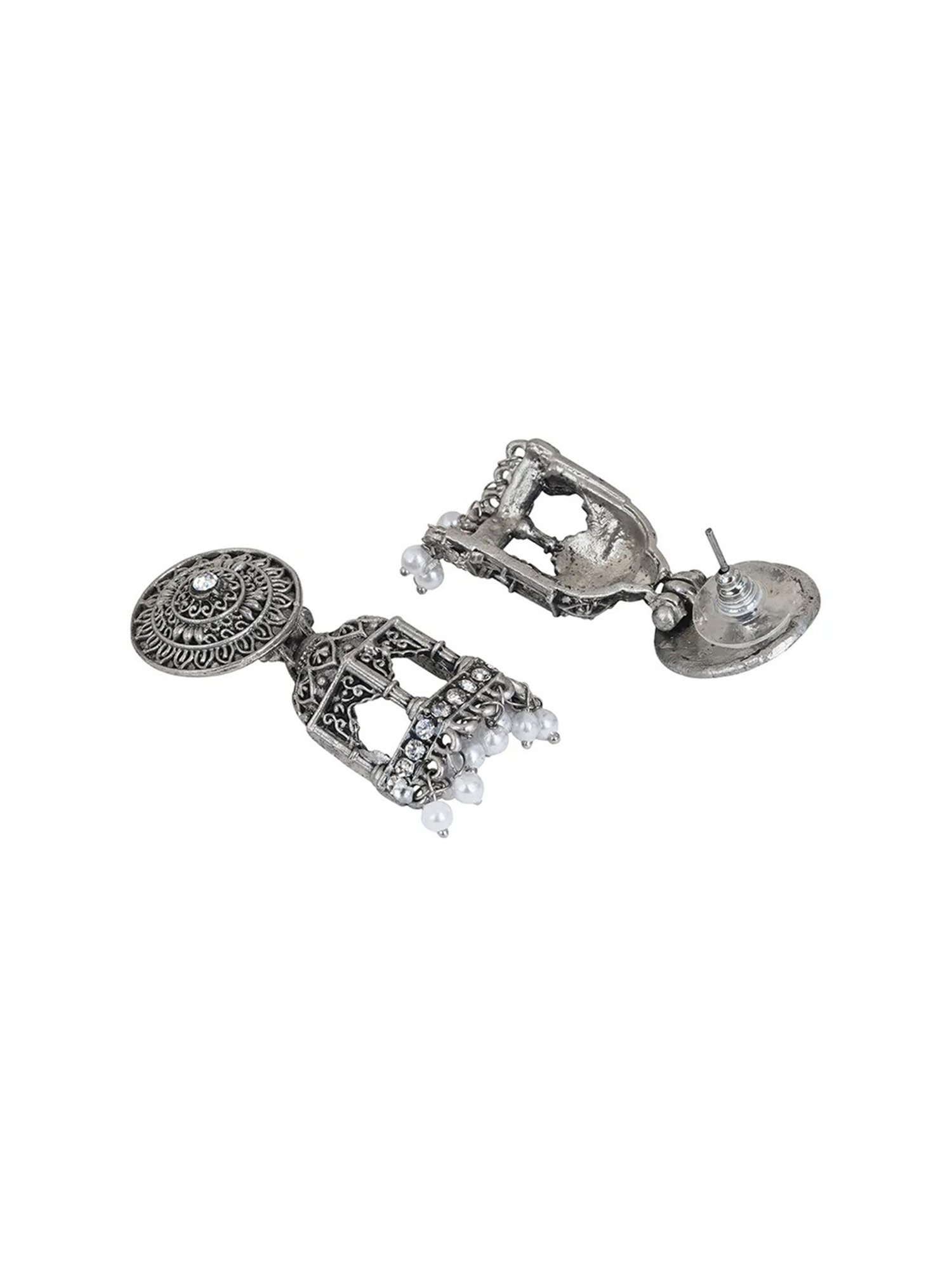 Oomph Jewellery Oxidized Silver Look Alike Dangler Earrings