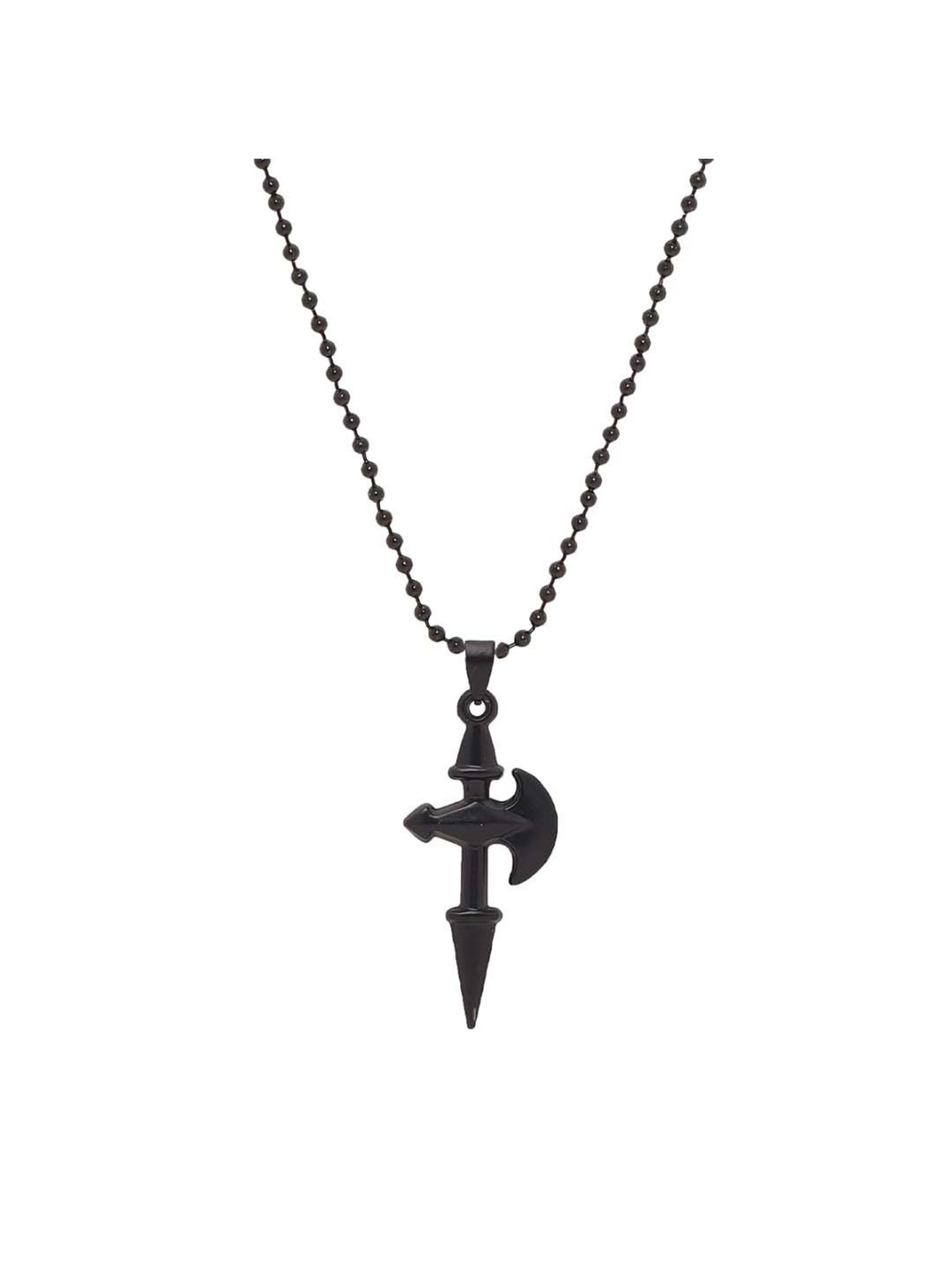 Bold By Priyaasi Men's Bold Elegance Black-Plated Axe Pendant Chain