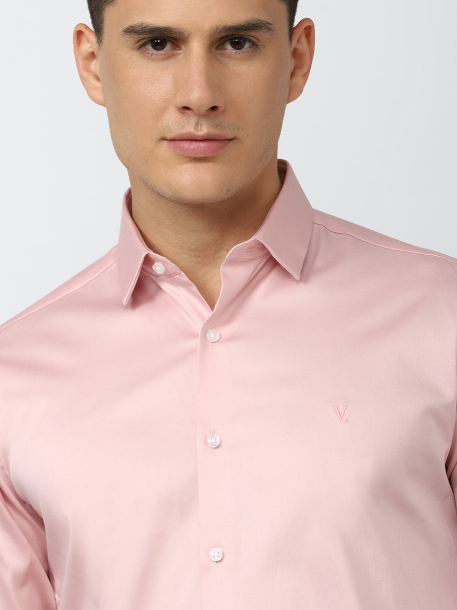 V Dot Pink Slim Fit Shirt