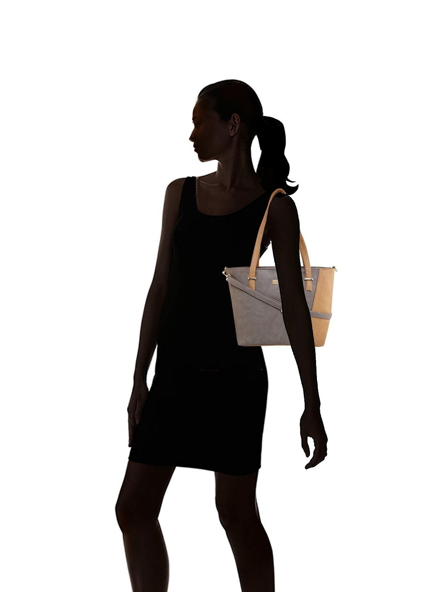 Giordano Grey Color Block Medium Shoulder Handbag