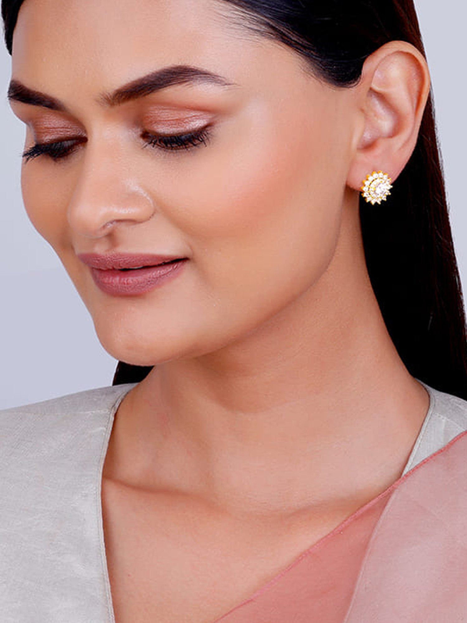 GIVA 925 Silver Golden Cielo Stud Earrings for Women & Girls