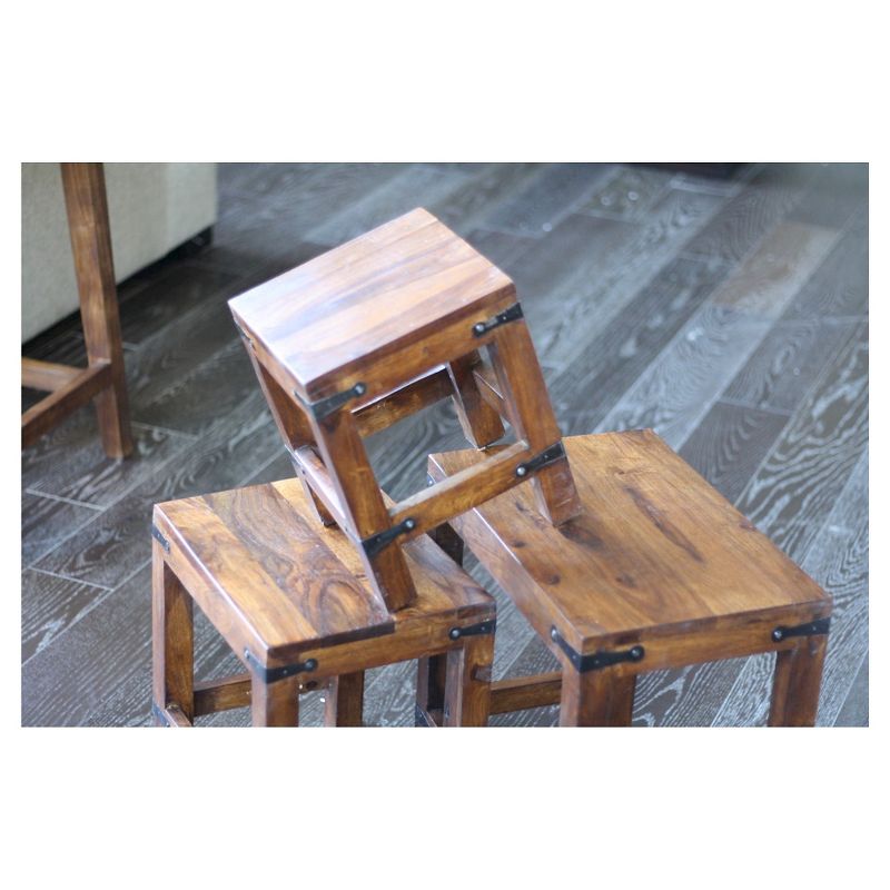 3pc Handcrafted Rustic Nesting Tables Natural - Timbergirl