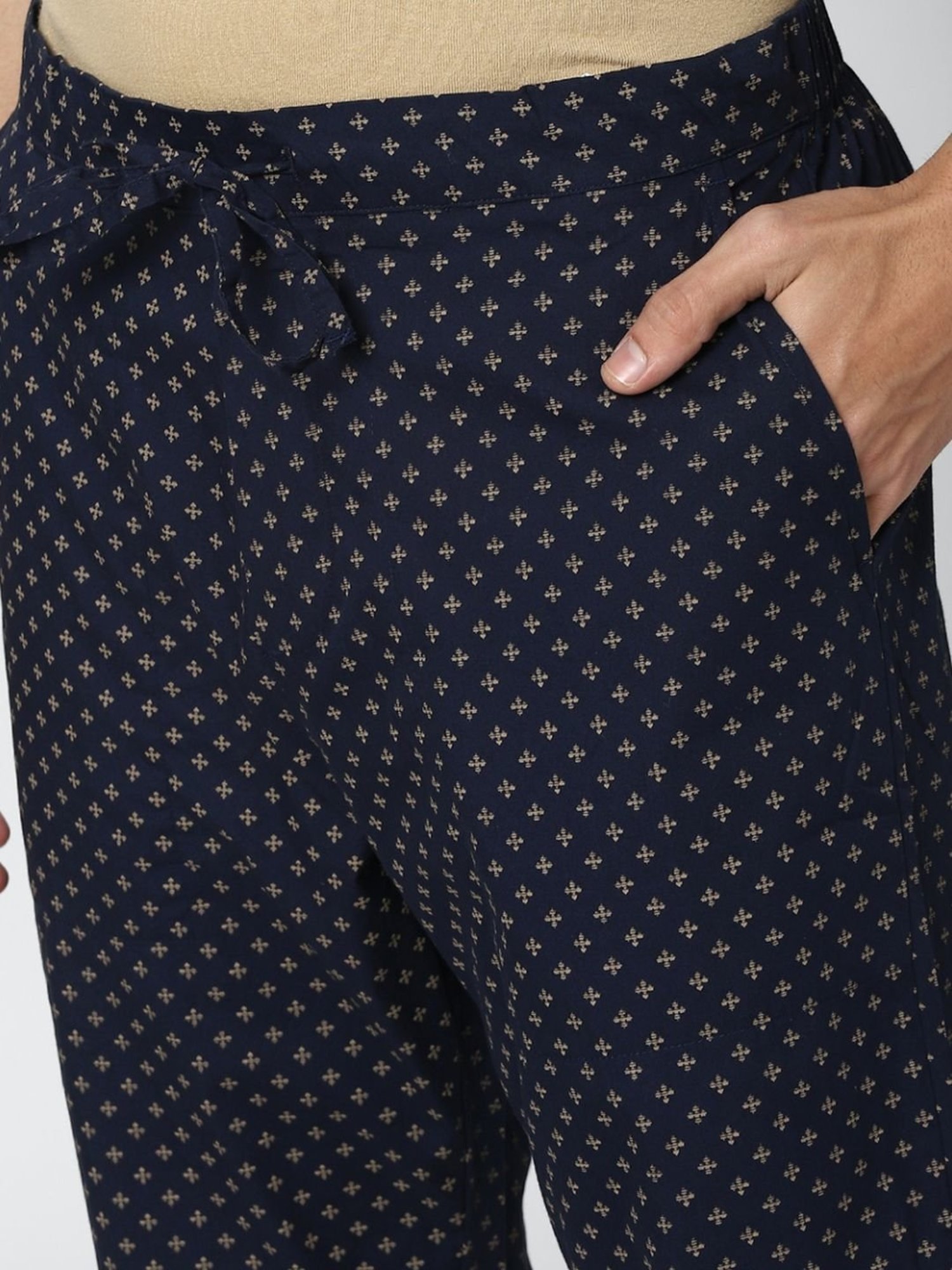 Peter England Navy Regular Fit Printed Nightwear Pyjamas