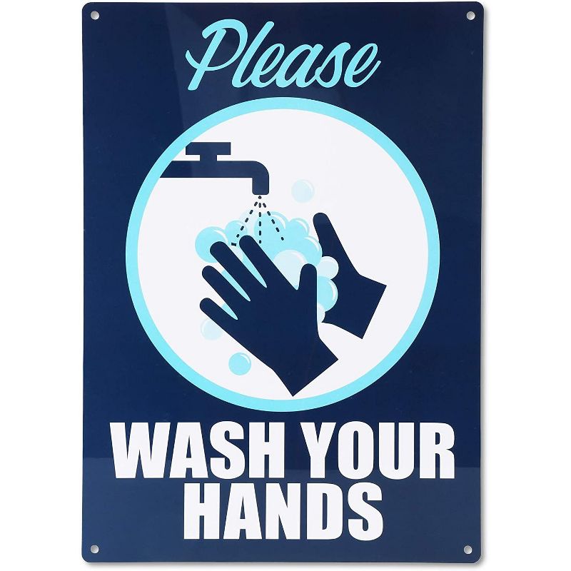 Stockroom Plus 3 Pack Please Wash Your Hands, 3 Pack Vinyl Safety Signs (10 x 14 in)