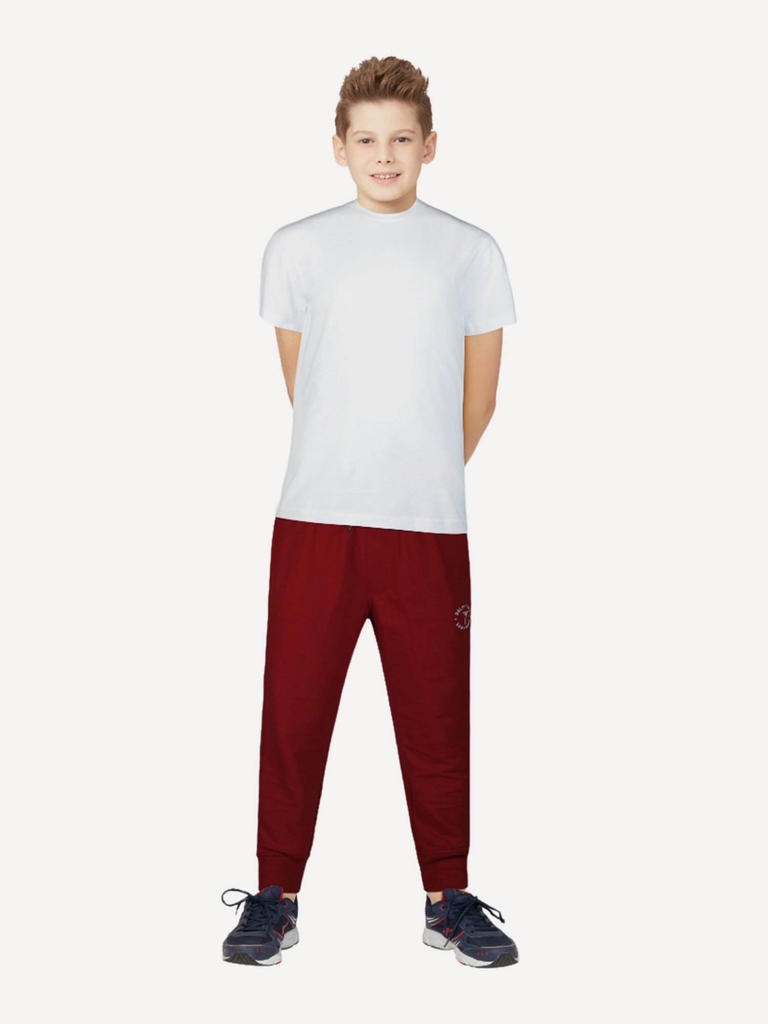 Palm Tree Kids Red Regular Fit Trackpants
