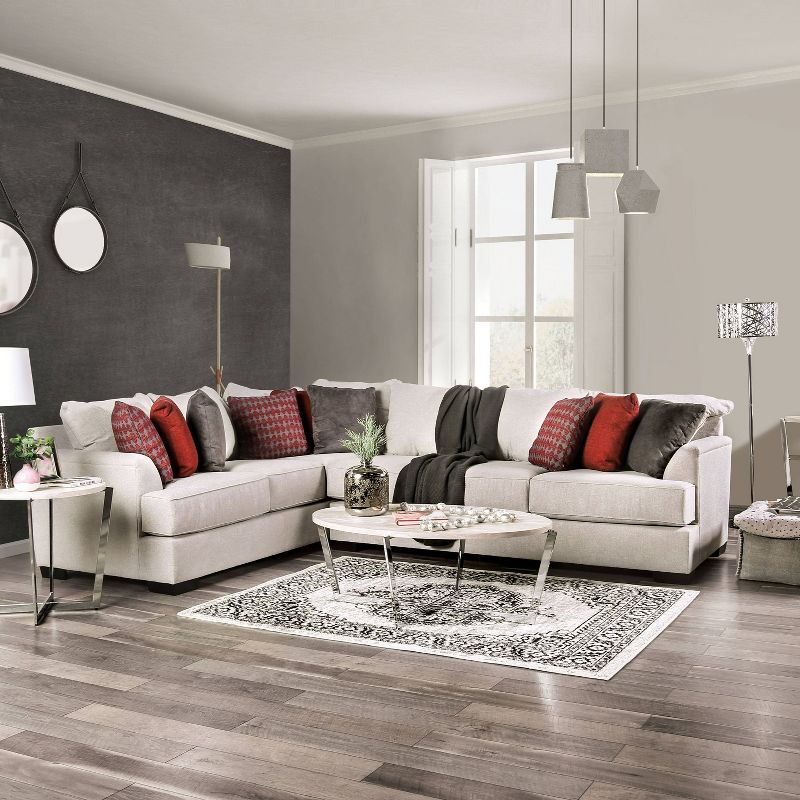 Weisham Upholstered Sectional Ivory/Red/Charcoal - HOMES: Inside + Out
