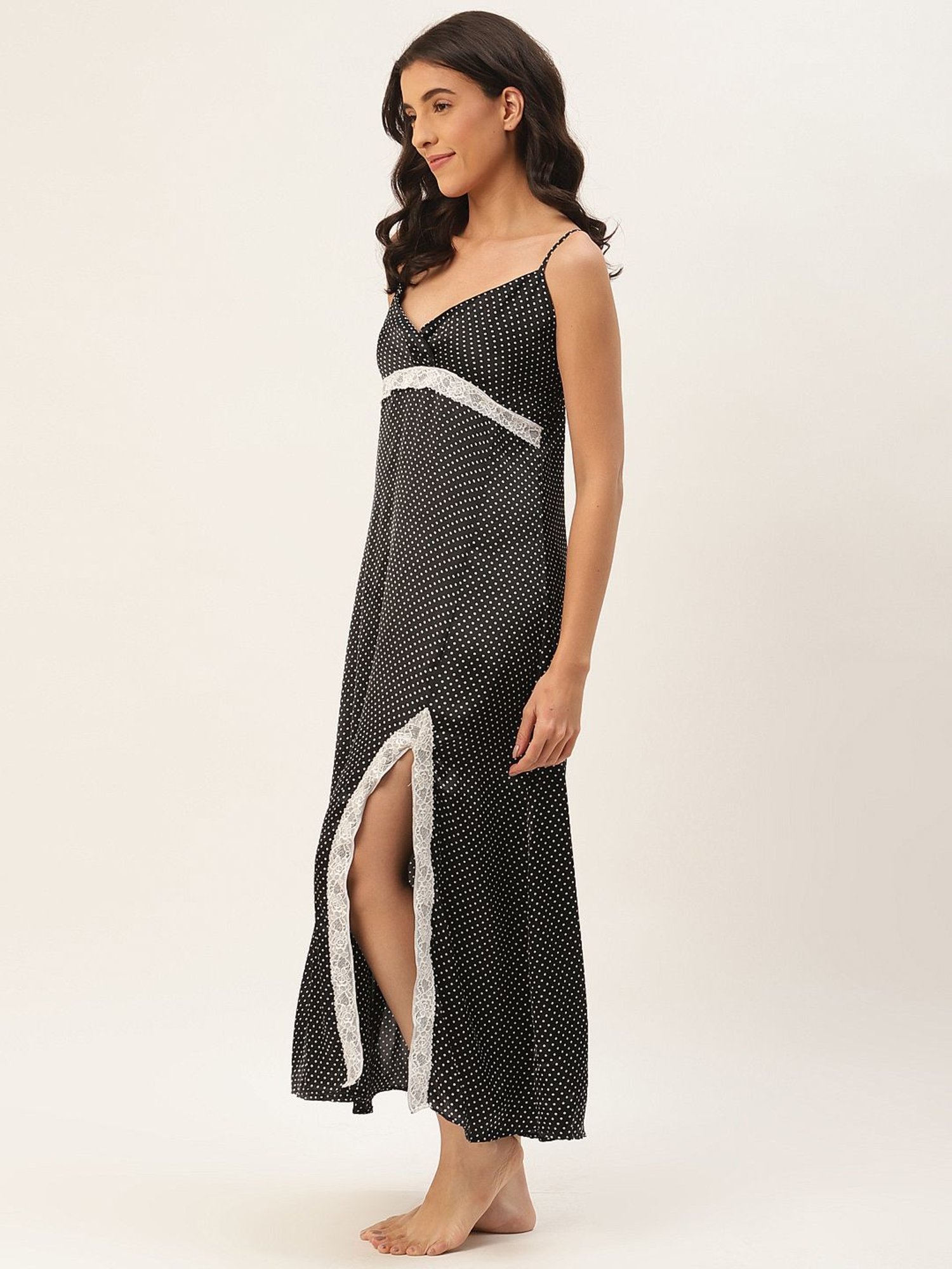 Ms.Lingies Black Printed Nighty