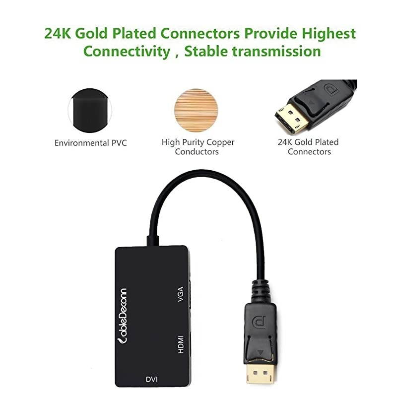 MultiFunction Displayport Dp to HDMIDVIVGA Male to Female 3in1 Adapter Converter Cable