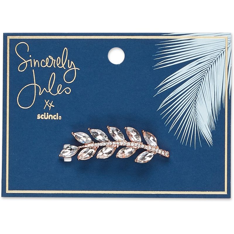 Sincerely Jules by Scünci Crystal Leaf Jeanwire Barrette  - 6cm