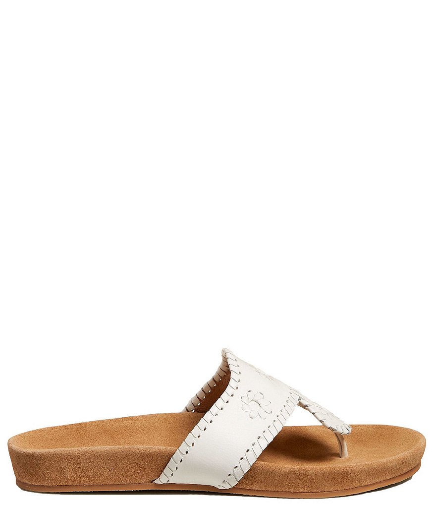 Jack Rogers Jacks Comfort Leather Whipstitch Detail Thong Sandals