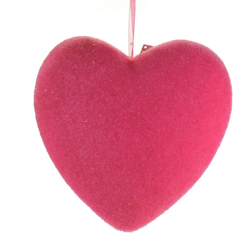 Valentine's Day 11.25" Set / 3 Flocked Hanging Hearts Decor Love Decorate Decoration One Hundred 80 Degree  -  Decorative Figurines