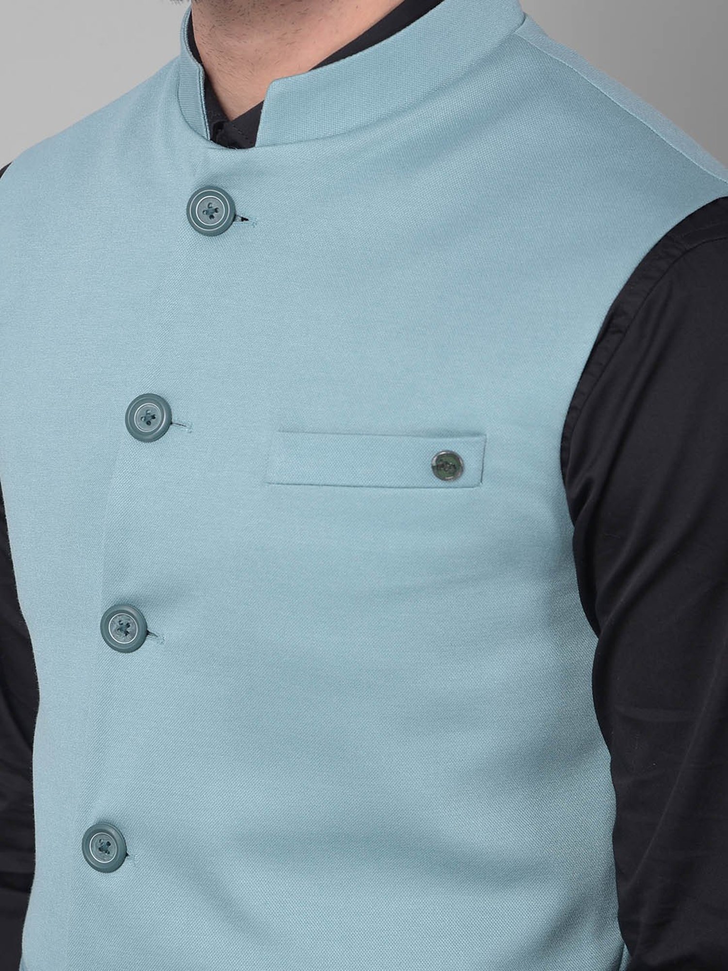 Crimsoune Club Mint Green Slim Fit Nehru Jacket