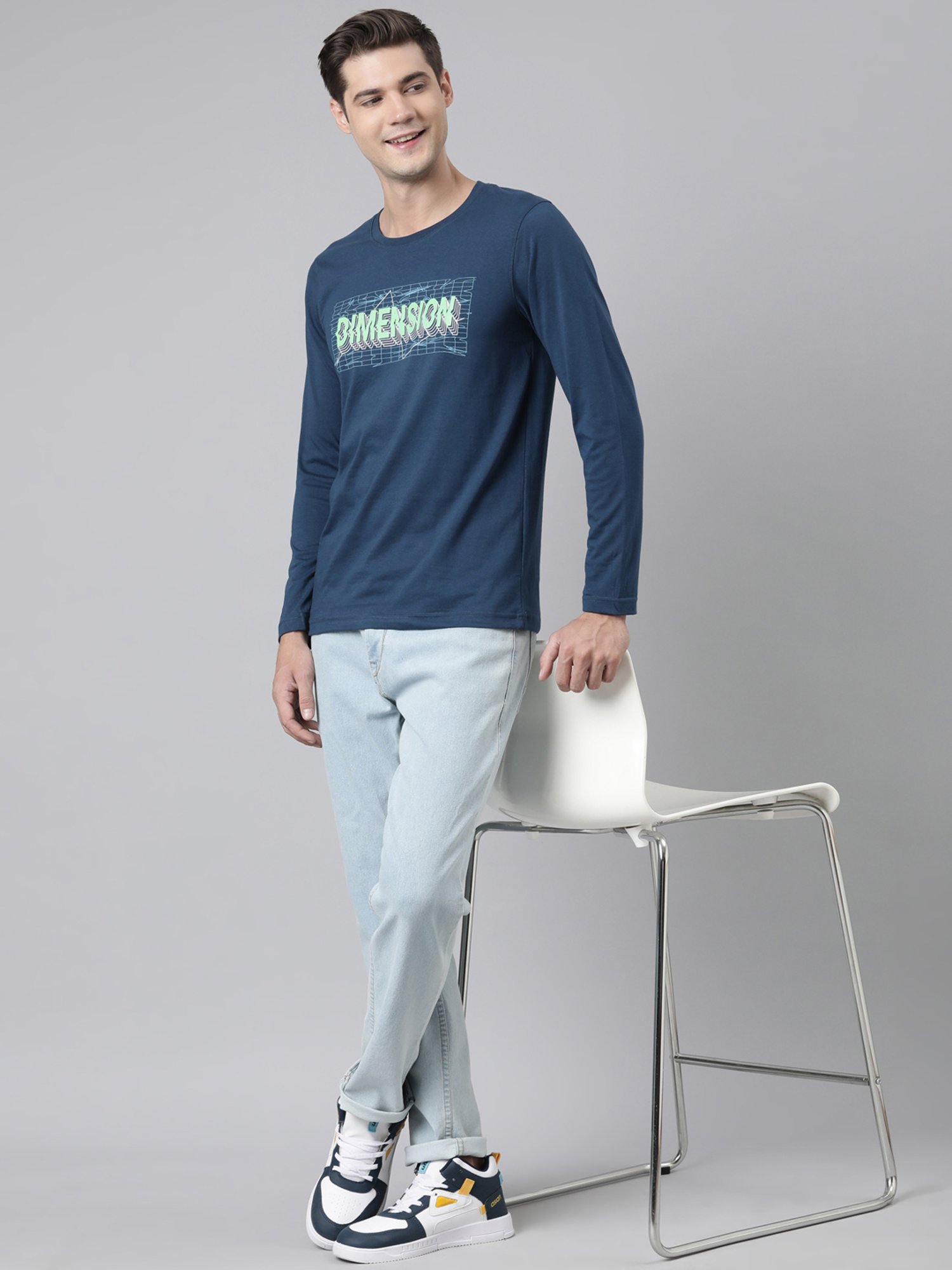 Dixcy Scott Originals Blue Regular Fit Printed Crew T-Shirt