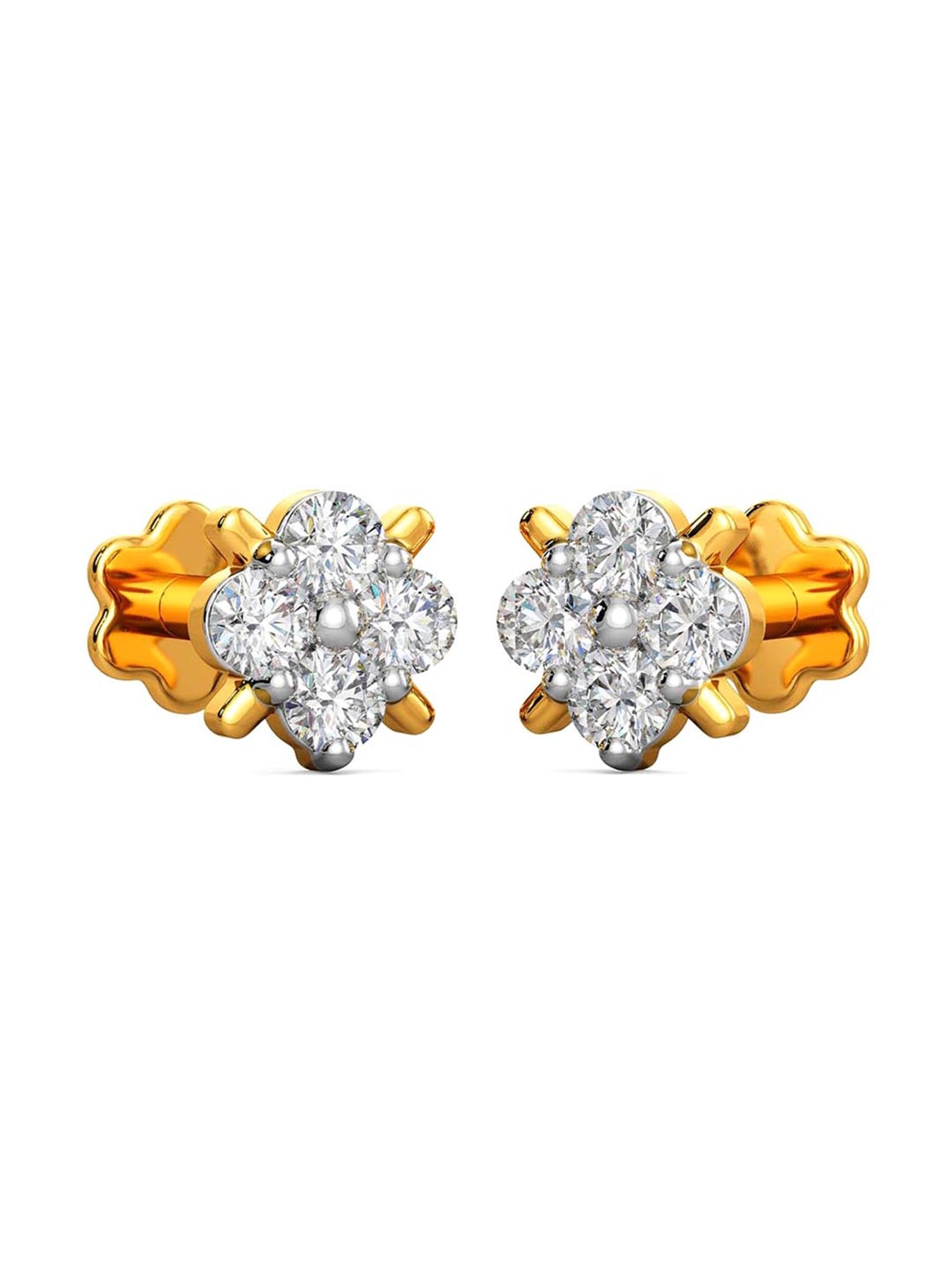 Joyalukkas 18k Yellow Gold & Diamond Stud Earrings for Girls