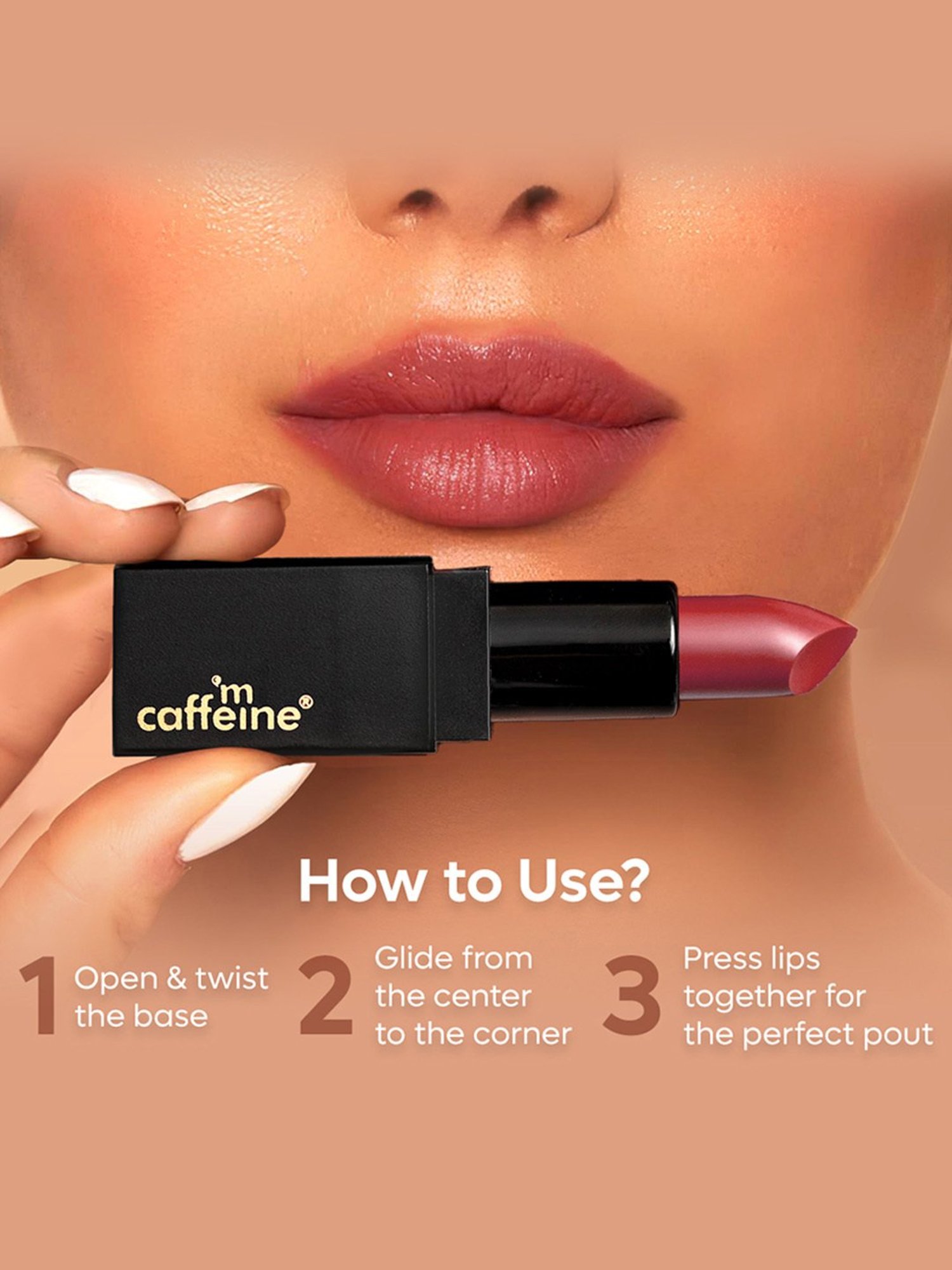 mCaffeine Cocoa Kiss Creamy Matte Lipstick Rose Martini - 4.2 gm