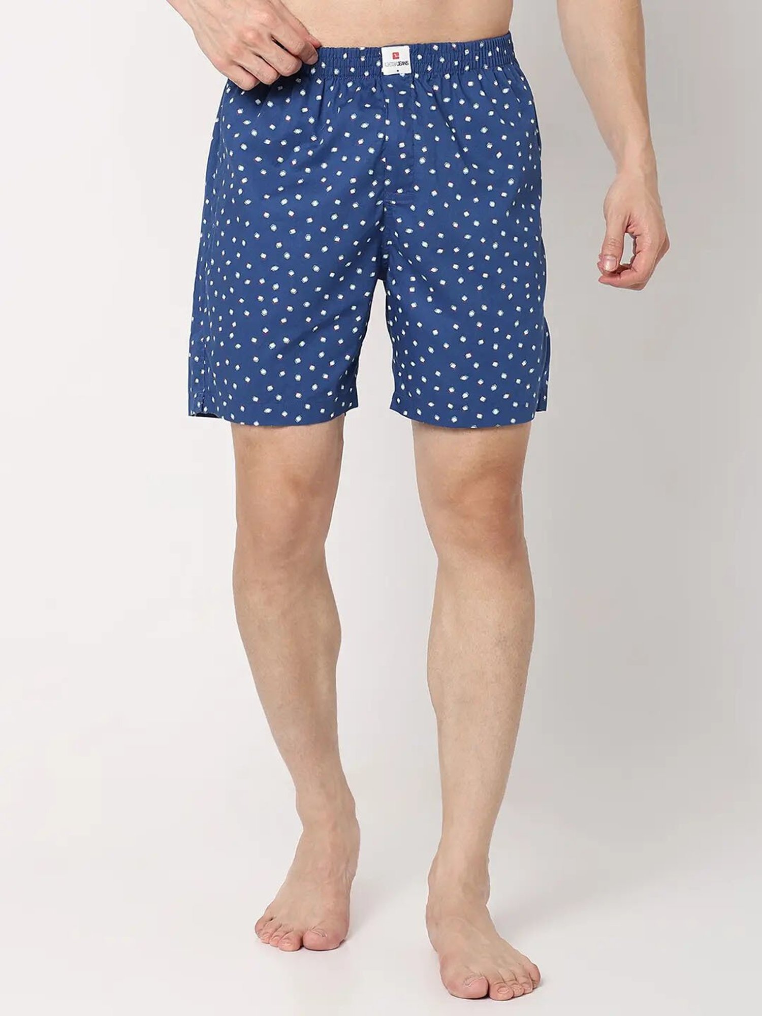 UnderJeans by Spykar Blue Printed Boxer Shorts