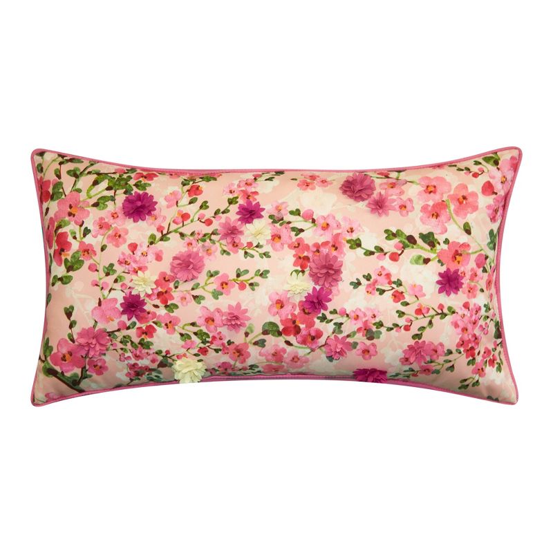 26" x 14" Dimensional Cherry Blossom Lumbar Decorative Patio Throw Pillow - Edie@Home