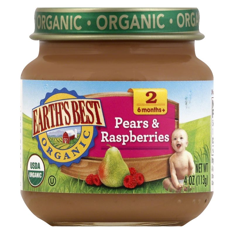 Earth's Best Organic Pureed Baby Food Pears & Raspberries - 4oz