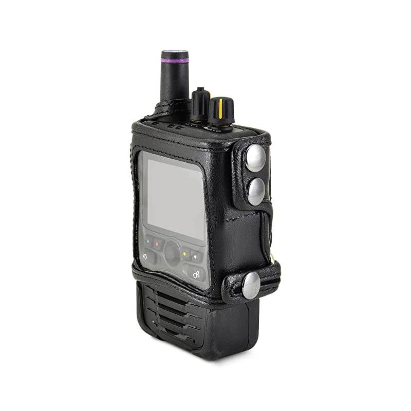 Case Made for Unication G4 G5 Voice Pager Fire Radio Phone Black Leather Fitted Case with Heavy Duty Metal Ratcheting Removable Belt Clip