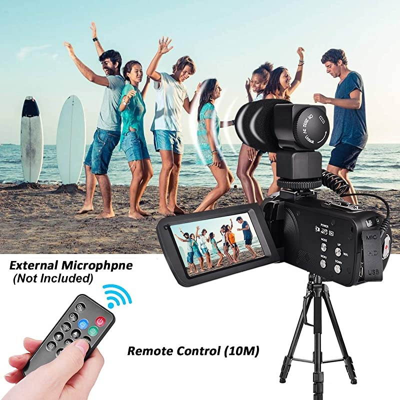 27K Video Camera Camcorder Vlogging Camera WiFi IR Night Vision 1080P Camcorder with 16X Zoom 2 Rechargeable Batteries 30FPS 24MP 30 Inch Touch Screen Easy Operation with Remote