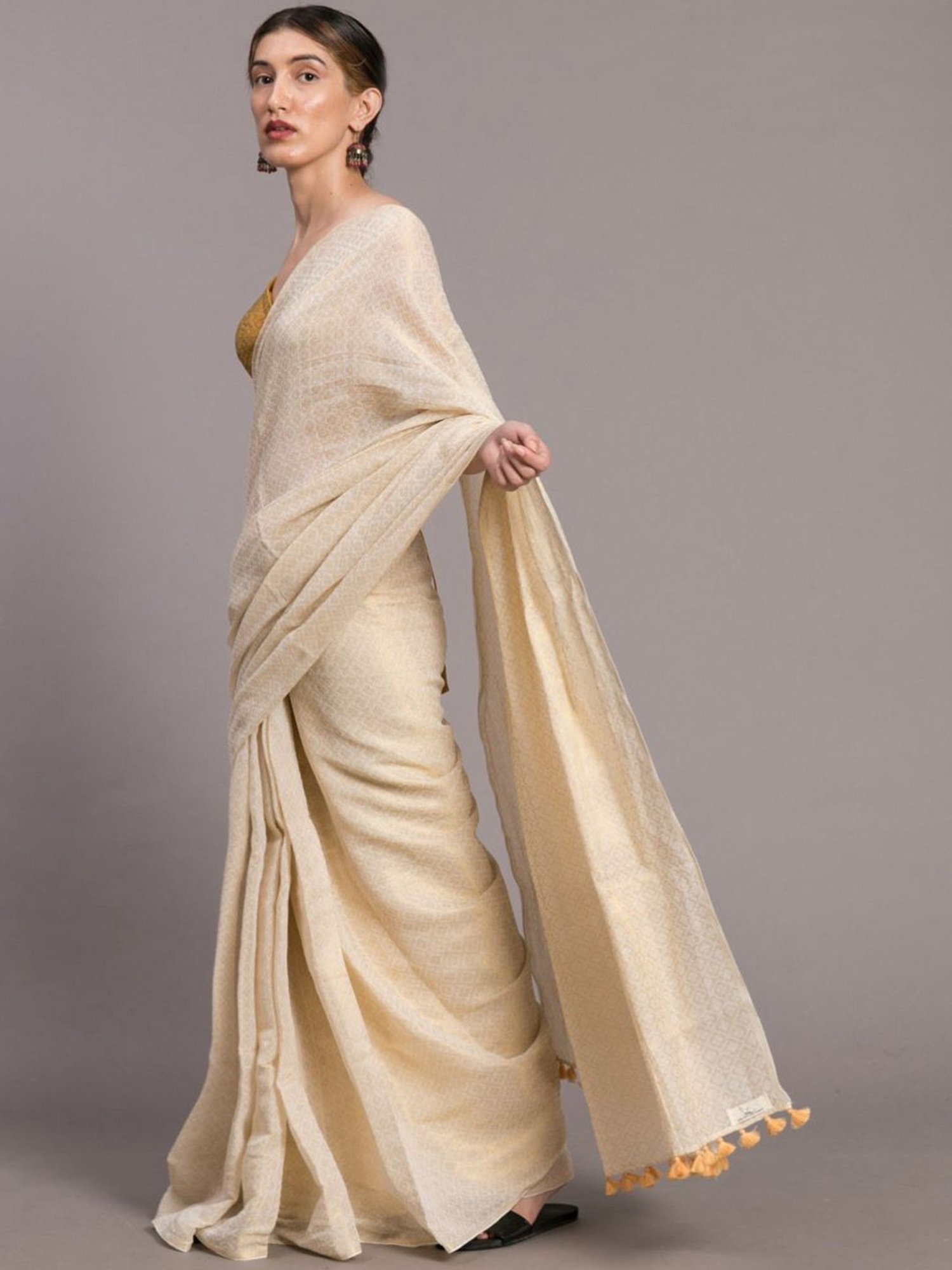 Unnati Silks Red Silk Printed Saree With Unstitched Blouse