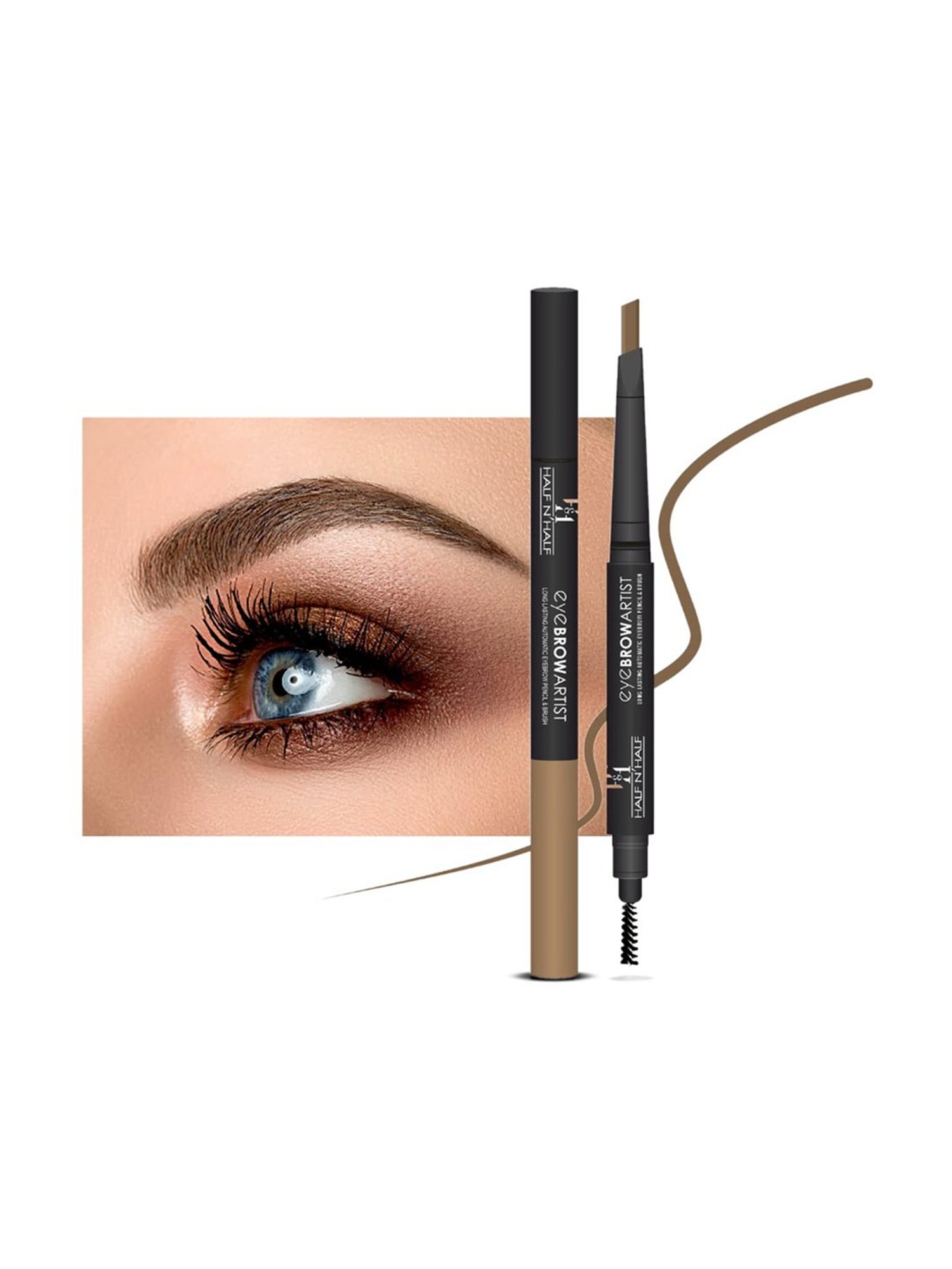 Half N Half Eye Brow Artist Long Lasting Automatic Eyebrow Pencil & Brush 002 Brown - 4 gm