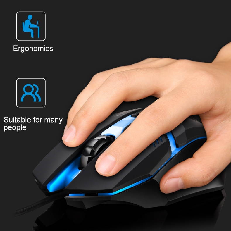 USB LED Backlight 1600DPI Gaming Mouse Three-speed Adjustable Wired Optical Gaming Mouse
