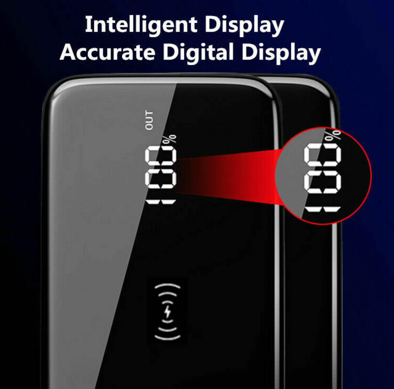 Power Bank 900000mAh Qi Wireless External Battery Charger Portable Fast Charging