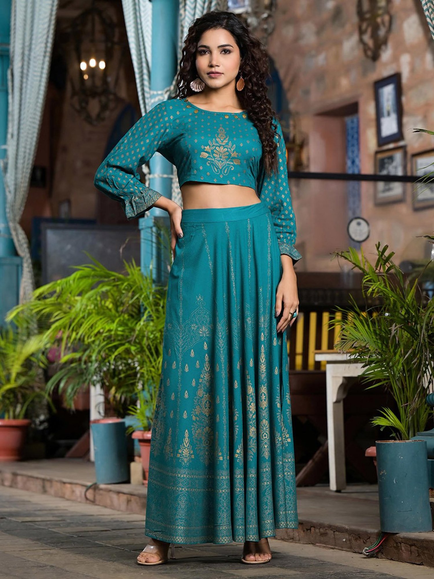 studiorasa Purple Hand Block Print Lehenga Set