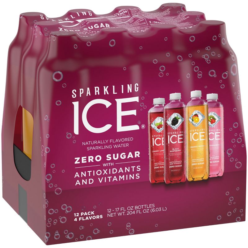 Sparkling Ice Variety Pack-Black Raspberry/Orange Mango/Kiwi Strawberry/Cherry Limeade - 12pk/17 fl oz Bottles